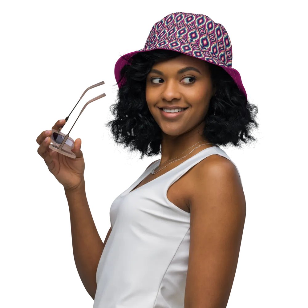 Peacock Pattern Fuchsia Reversible Bucket Hat product image (1)