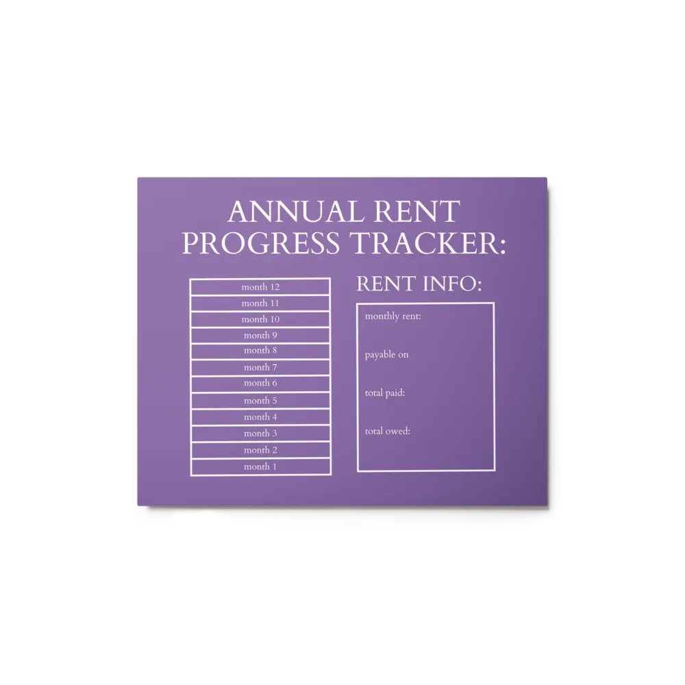 HIGHFALUTIN ANNUAL RENT TRACKER (white design 8) product image (1)