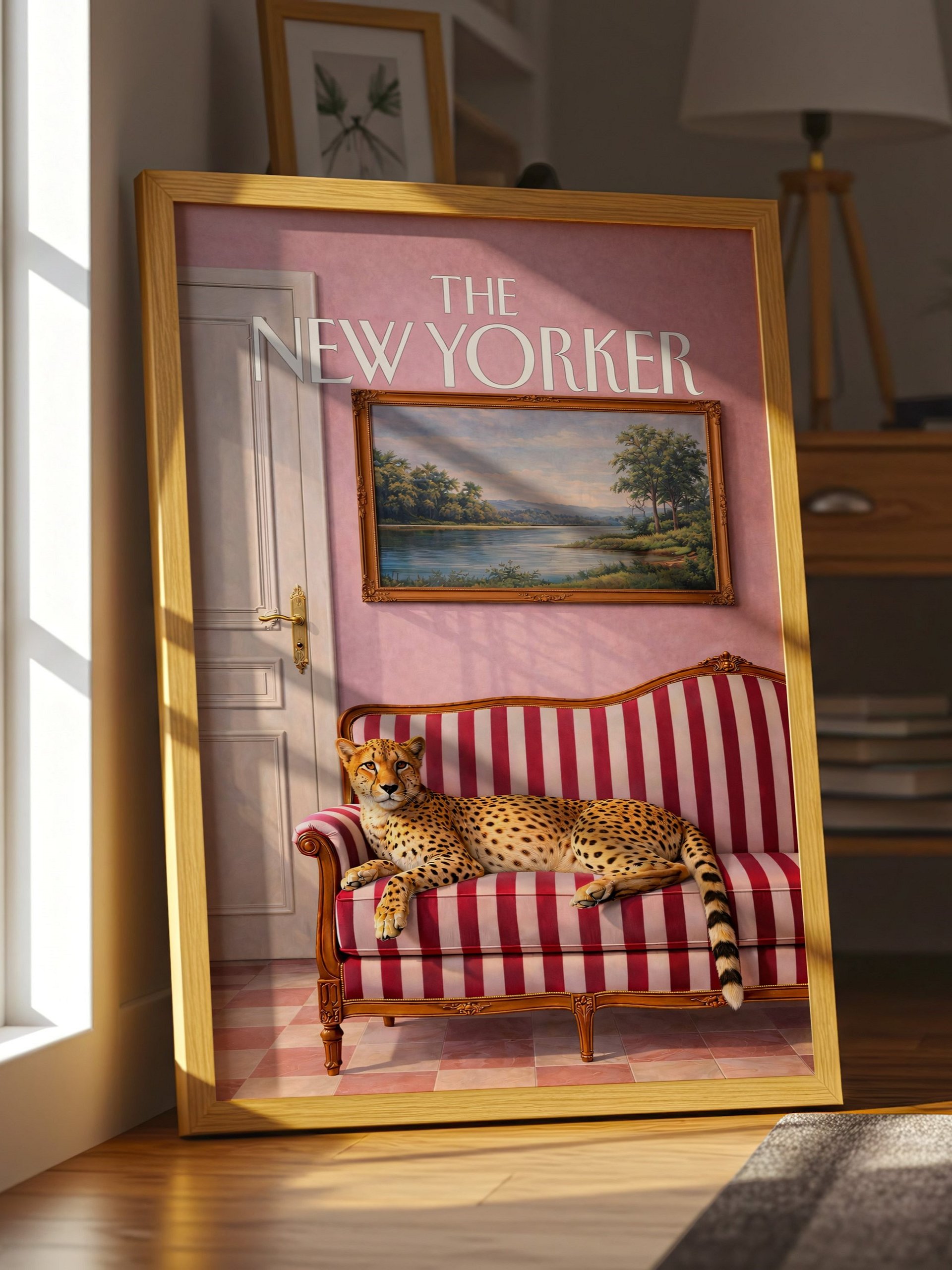 Cheetah on Sofa Wall Art-The New Yorker Style Print product image (3)