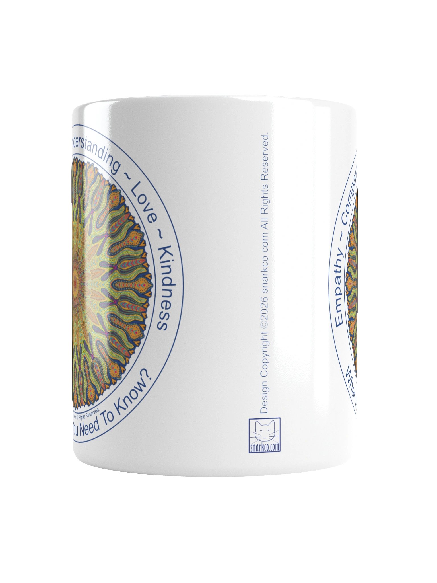 White Ceramic Inspirational mug says: "Empathy, Compassion, Understanding, Love, Kindness. What more do you need to know?" product image (3)