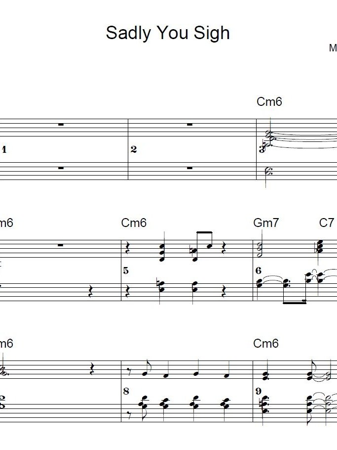 Sadly You Sigh - Blues piano - Piano sheet music product image (1)