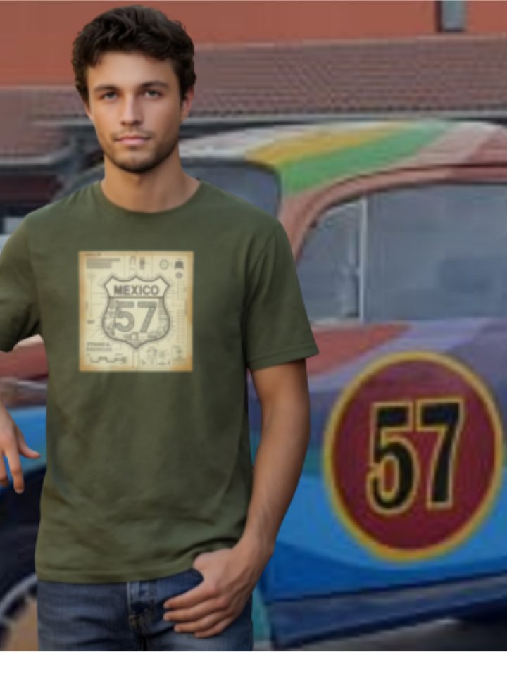 Ruta 57 — Mexico 57 Road Shield T-Shirt product image (1)