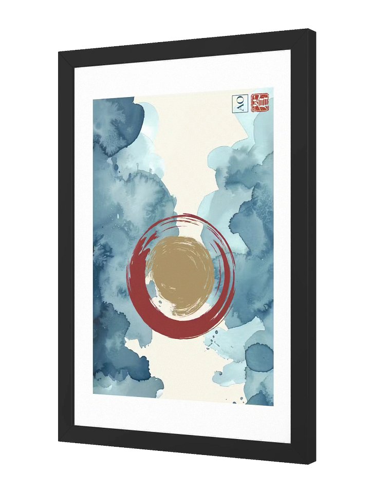 Colorado Japanese Ink Art Print | Centennial Peak No.11 | Framed Wall Art - AO Japan Blue product image (2)