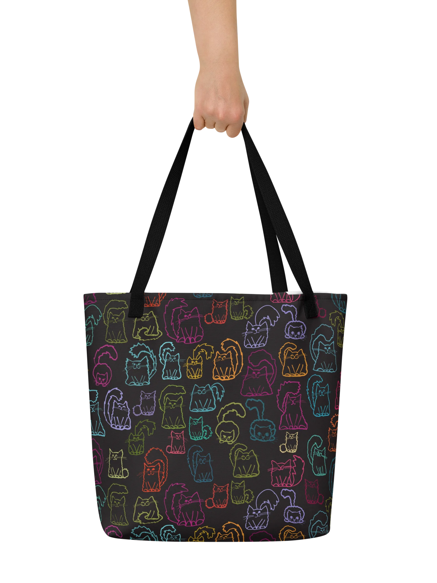 Sooo Many Cute Kitties Large Black Tote Bag product image (4)