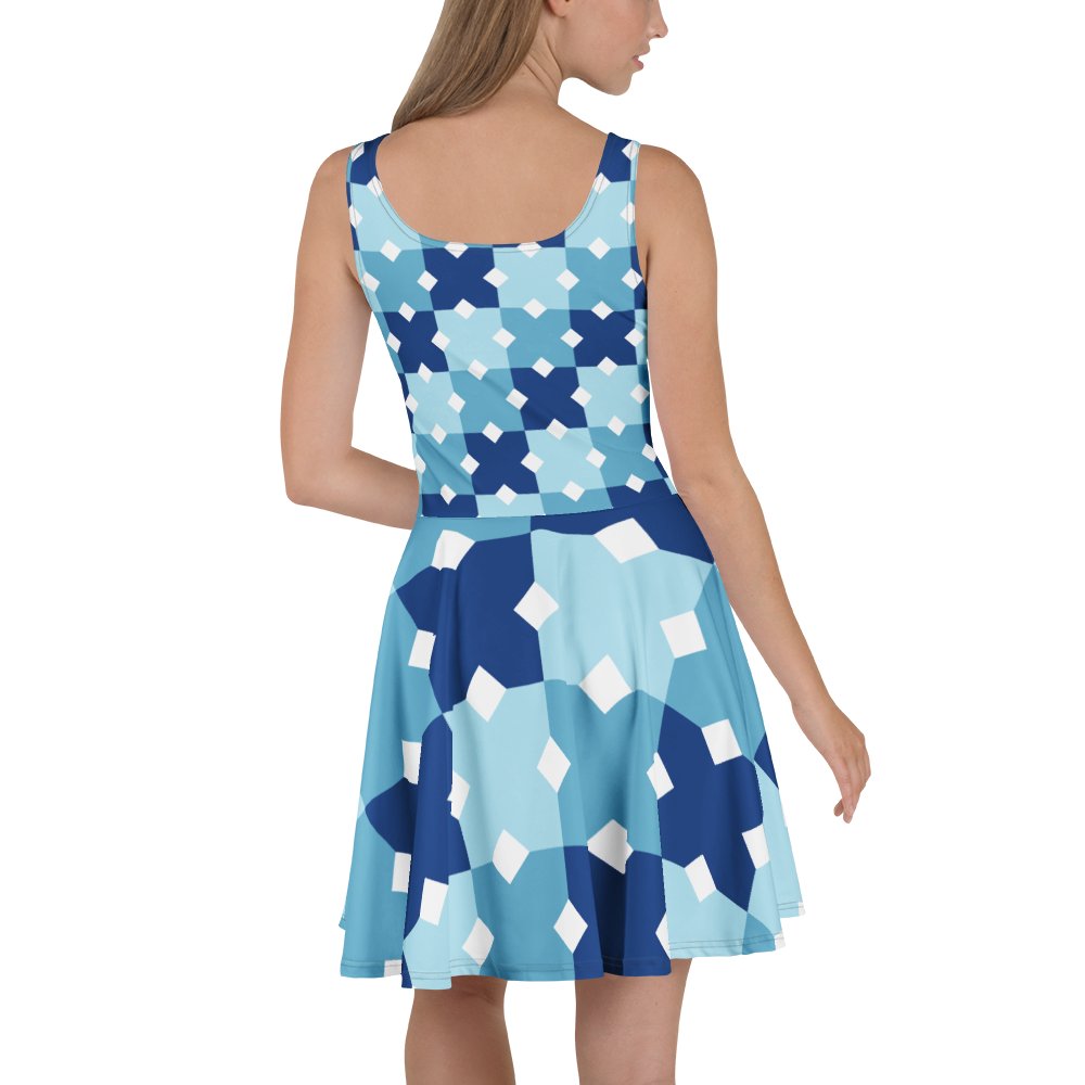 Symmetric Blue Cross Skater Dress product image (4)
