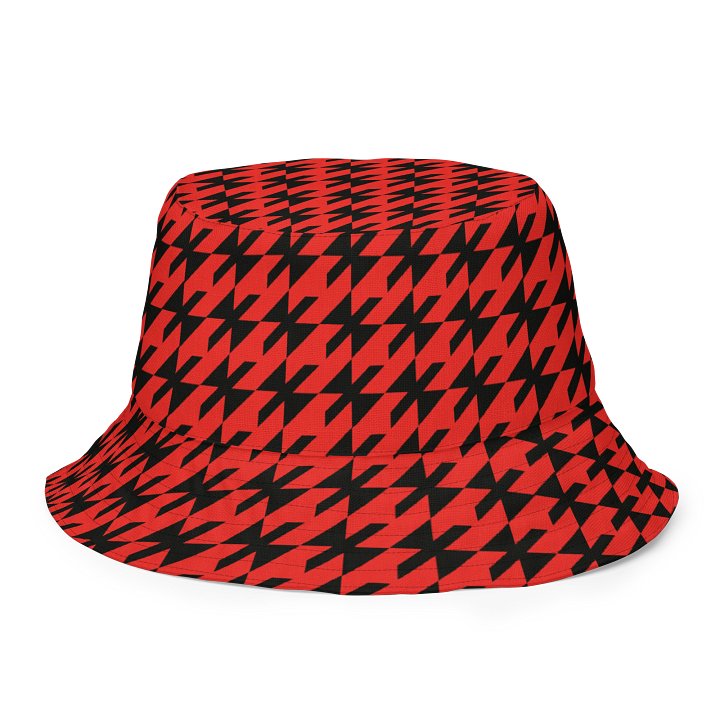 Red and Black Houndstooth Reverie Reversible Bucket Hat product image (1)