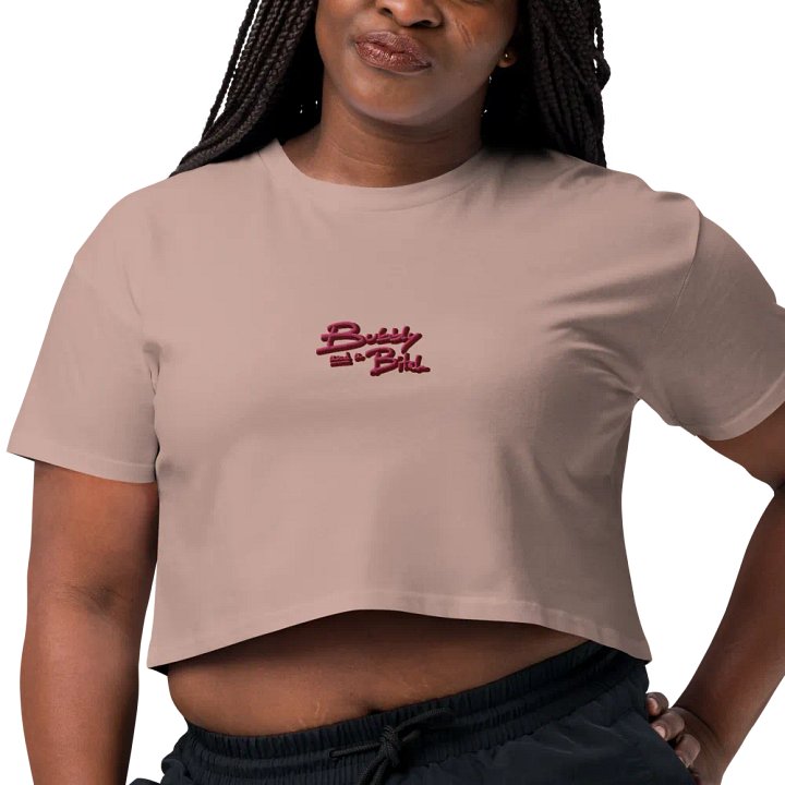 Bubbly and a B*tch (rose shadow design) embroidered cotton crop top product image (20)