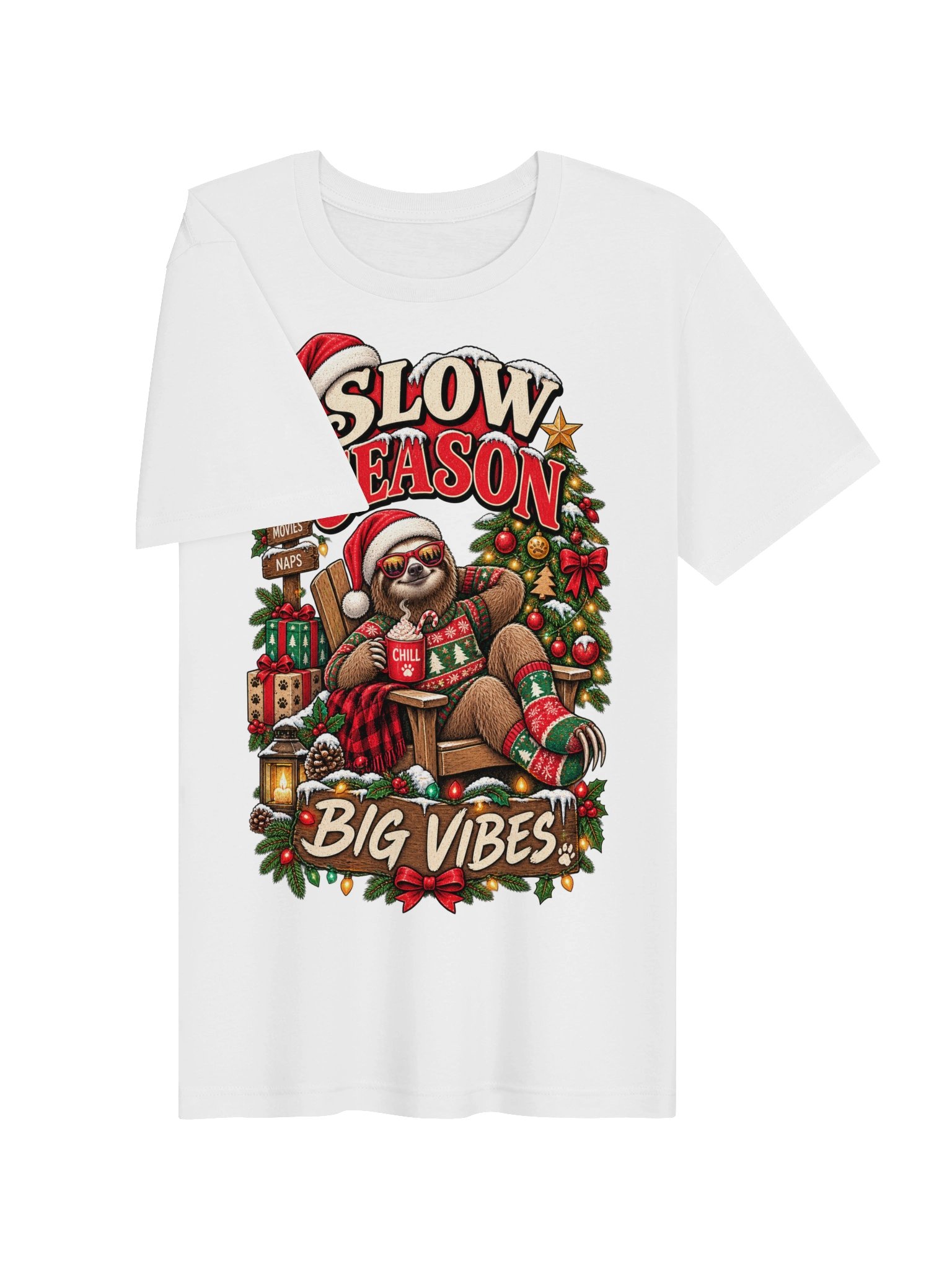 Slow Season Big Vibes Sloth Christmas Shirt | Funny Holiday Sloth Tee product image (4)