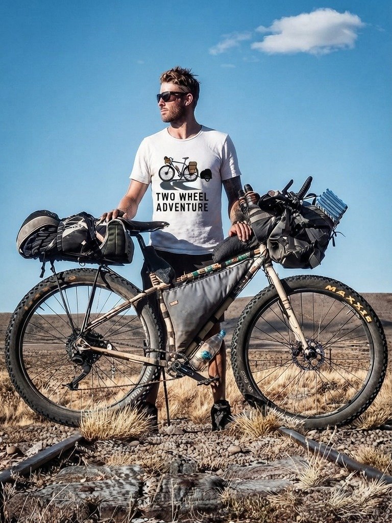 Two Wheel Adventure T-Shirt – Bicycle Touring Graphic Tee product image (2)