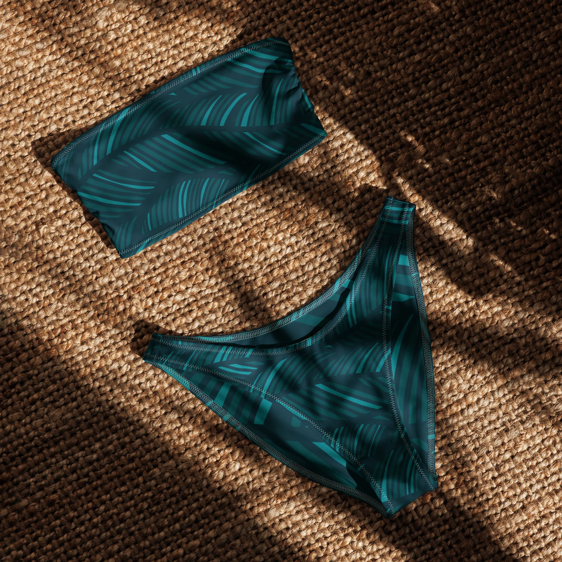 His House Womens Bandeau Bikini Set - Shadow Leaf product image (6)