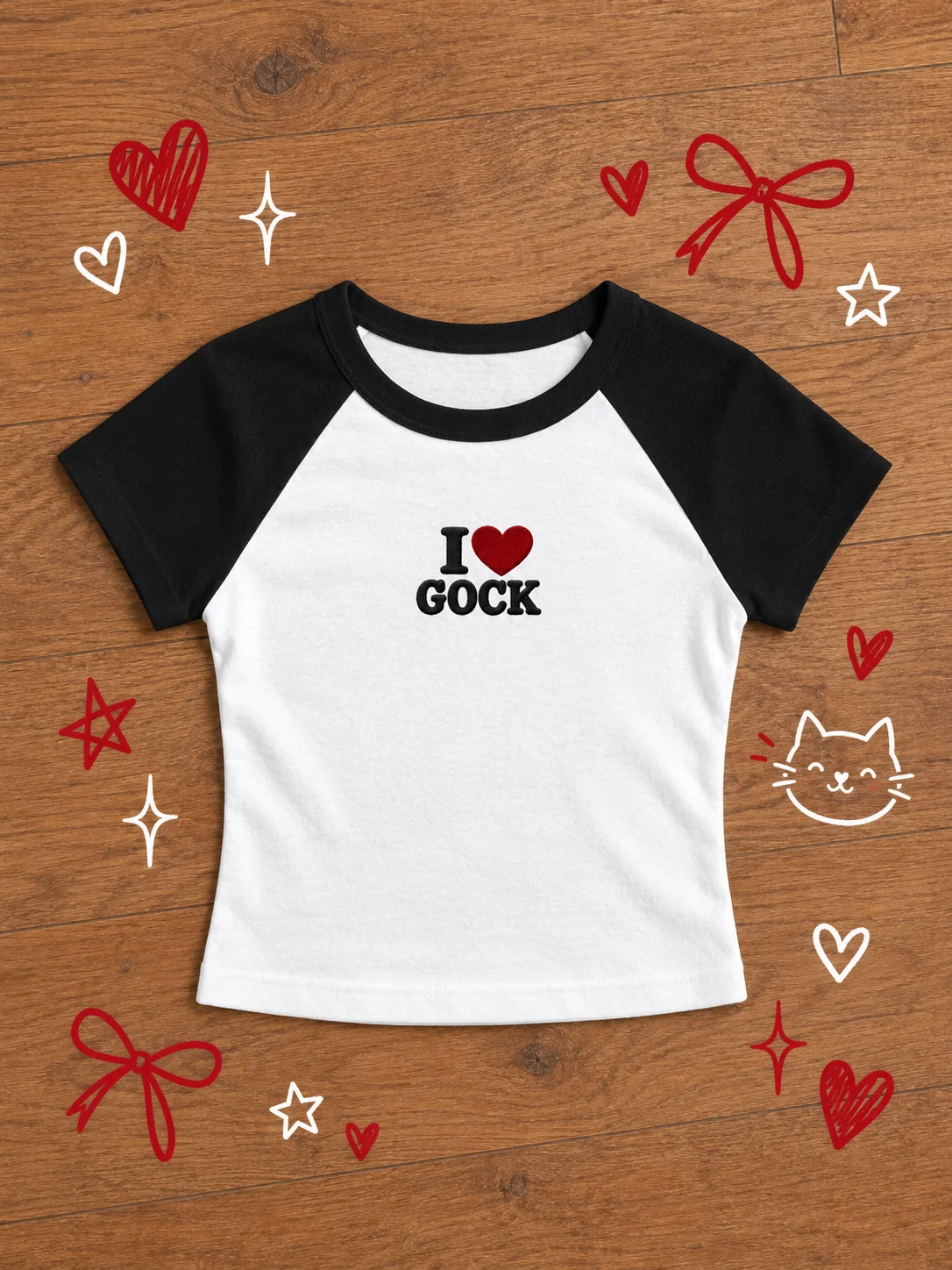I ❤️ Gock Tee | Embroidered Ringer Baby Tee product image (1)