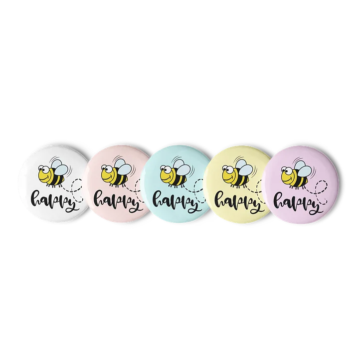 Happy Bee Pins – Cute Pastel Button Pins product image (2)