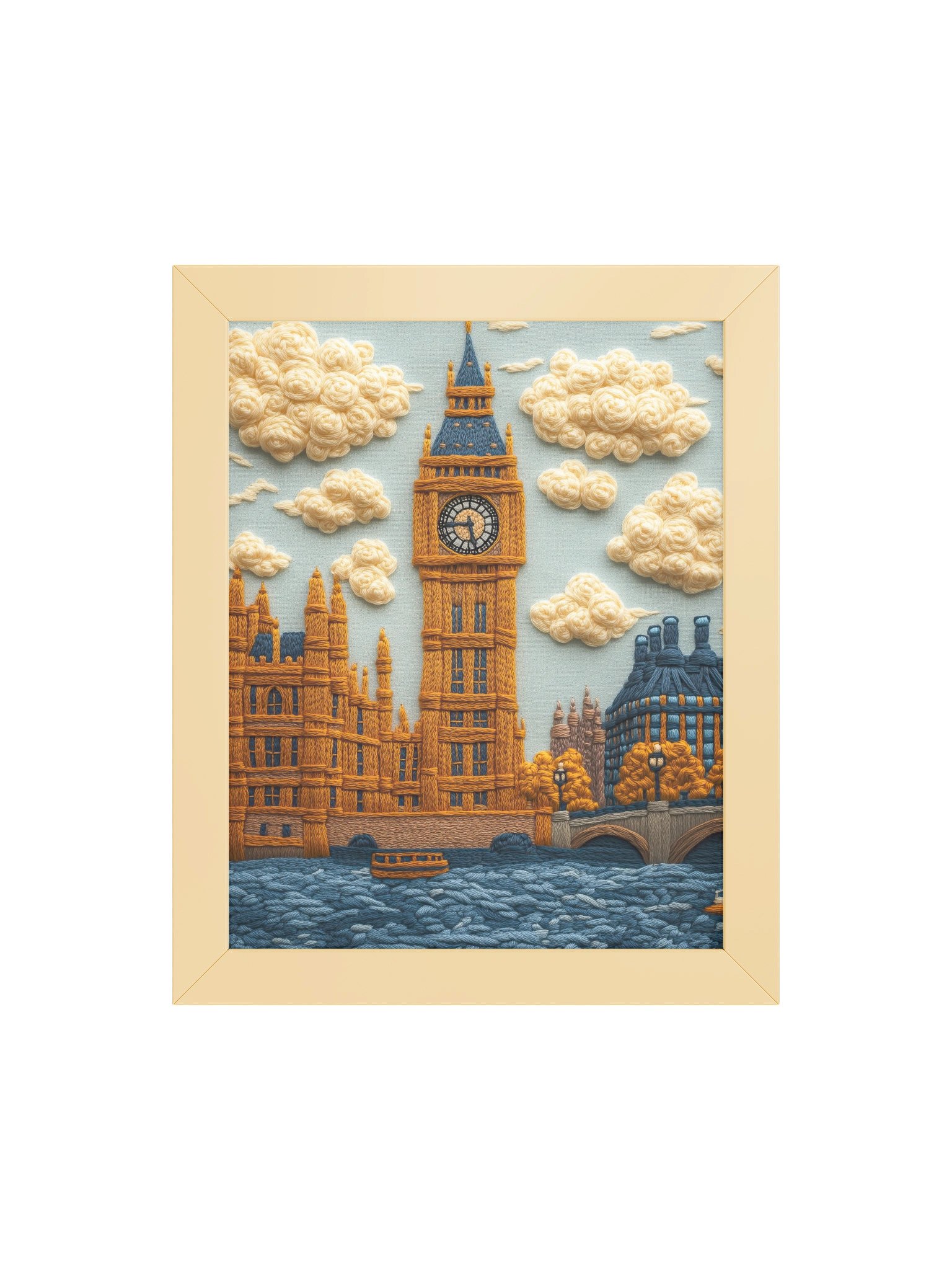 London by the Thames | Embroidery-Style Wall Art — Framed Print product image (4)
