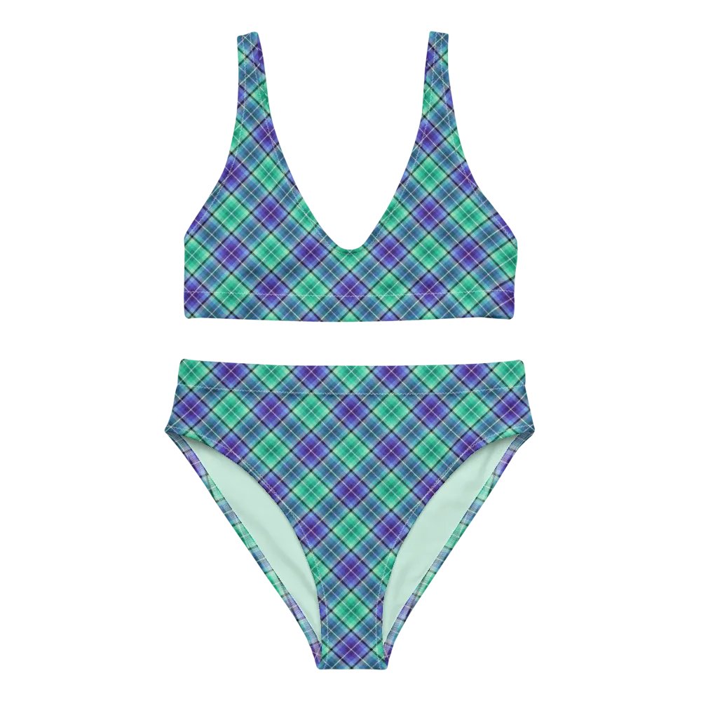 Bright Green and Purple Plaid Bikini product image (2)