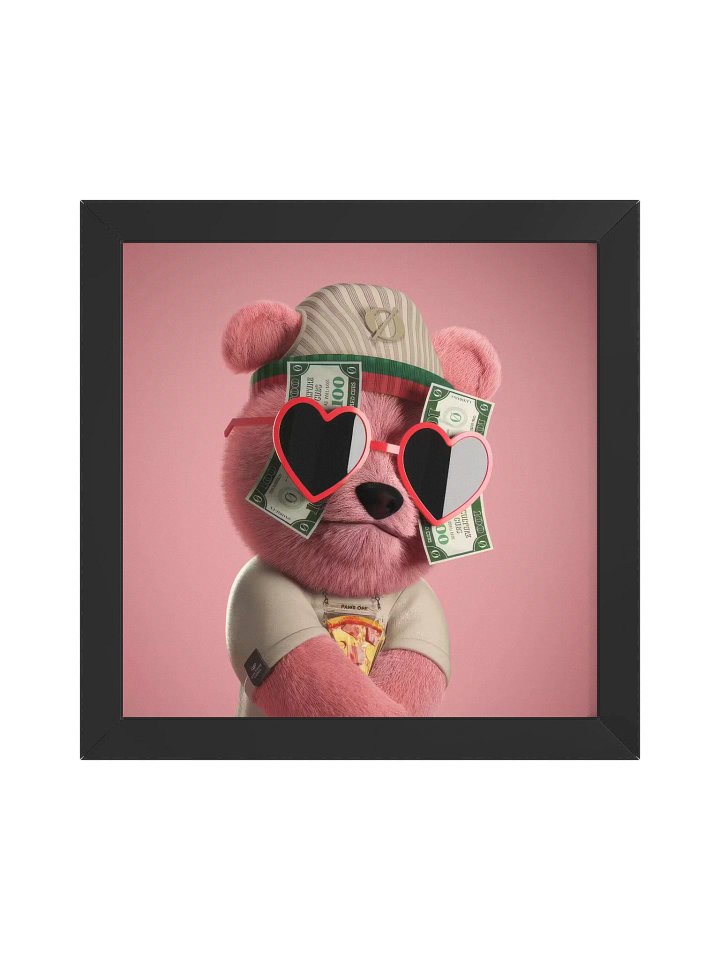 Money Vibes Teddy – Aesthetic Pink Bear Wall Art product image (1)