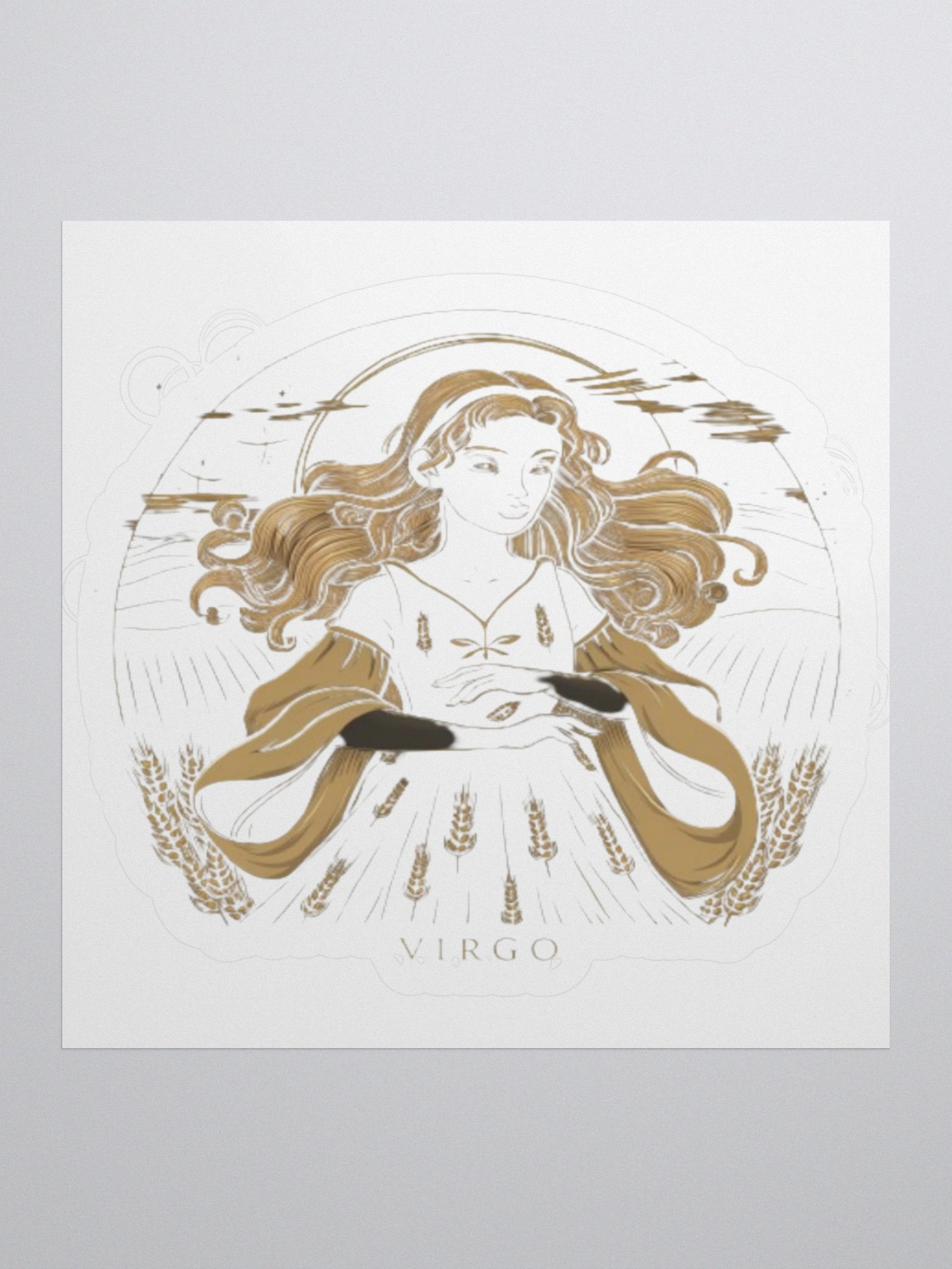 Virgo Zodiac Sticker - Maiden with Wheat & Floral - Vinyl product image (2)
