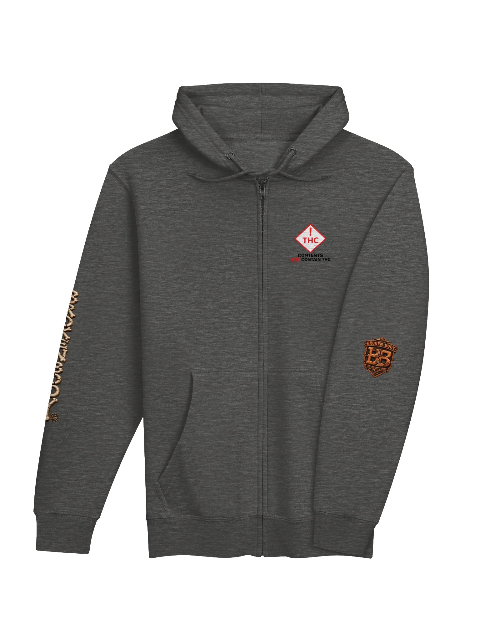 THC Hoodie — Operating Under Herbal Supervision Full-Zip Hoodie | Broken Body™ product image (5)