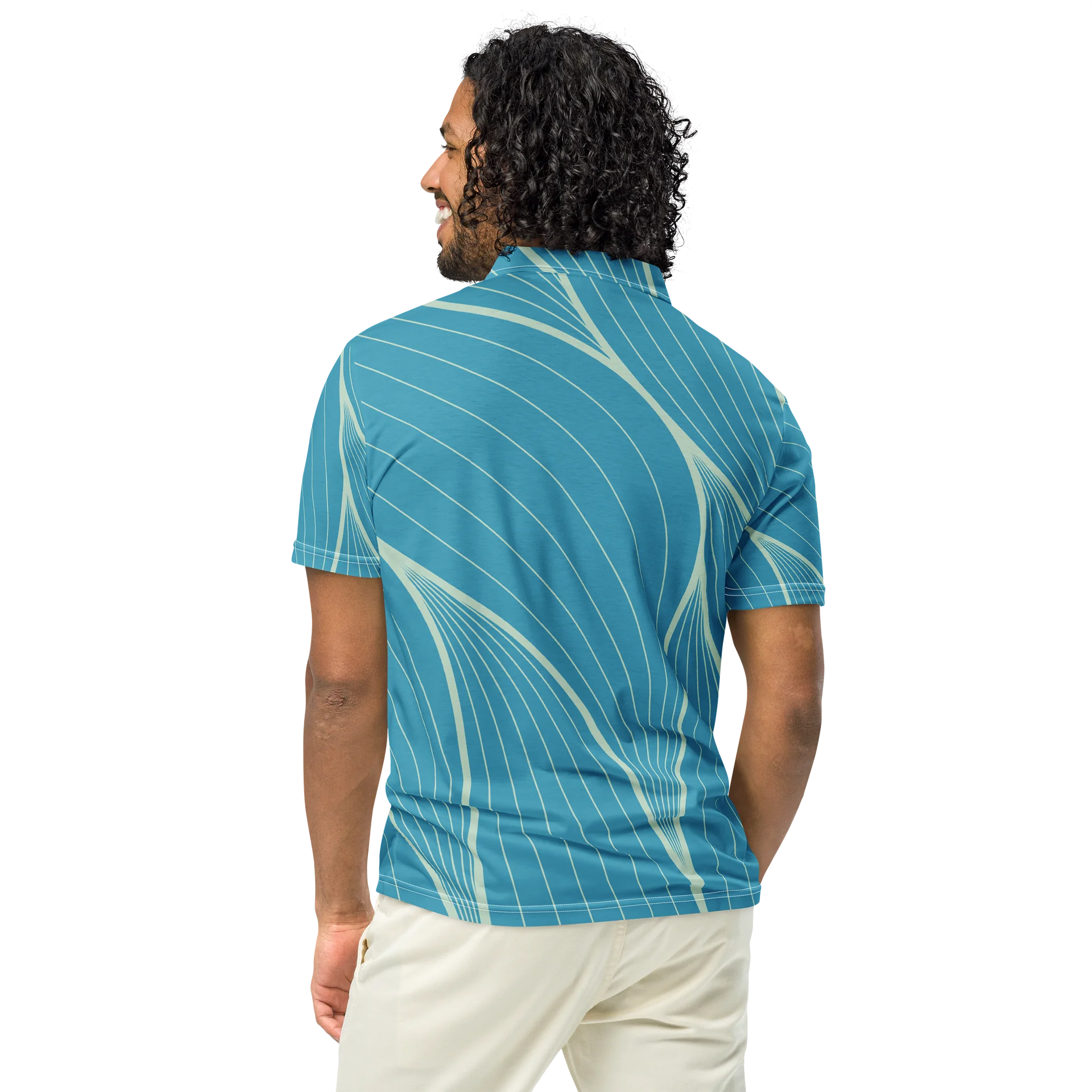 Blue Wave Abstract Slim Fit Polo product image (5)