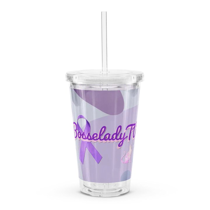 Purple Ribbon 16 oz Clear Plastic Tumbler product image (1)