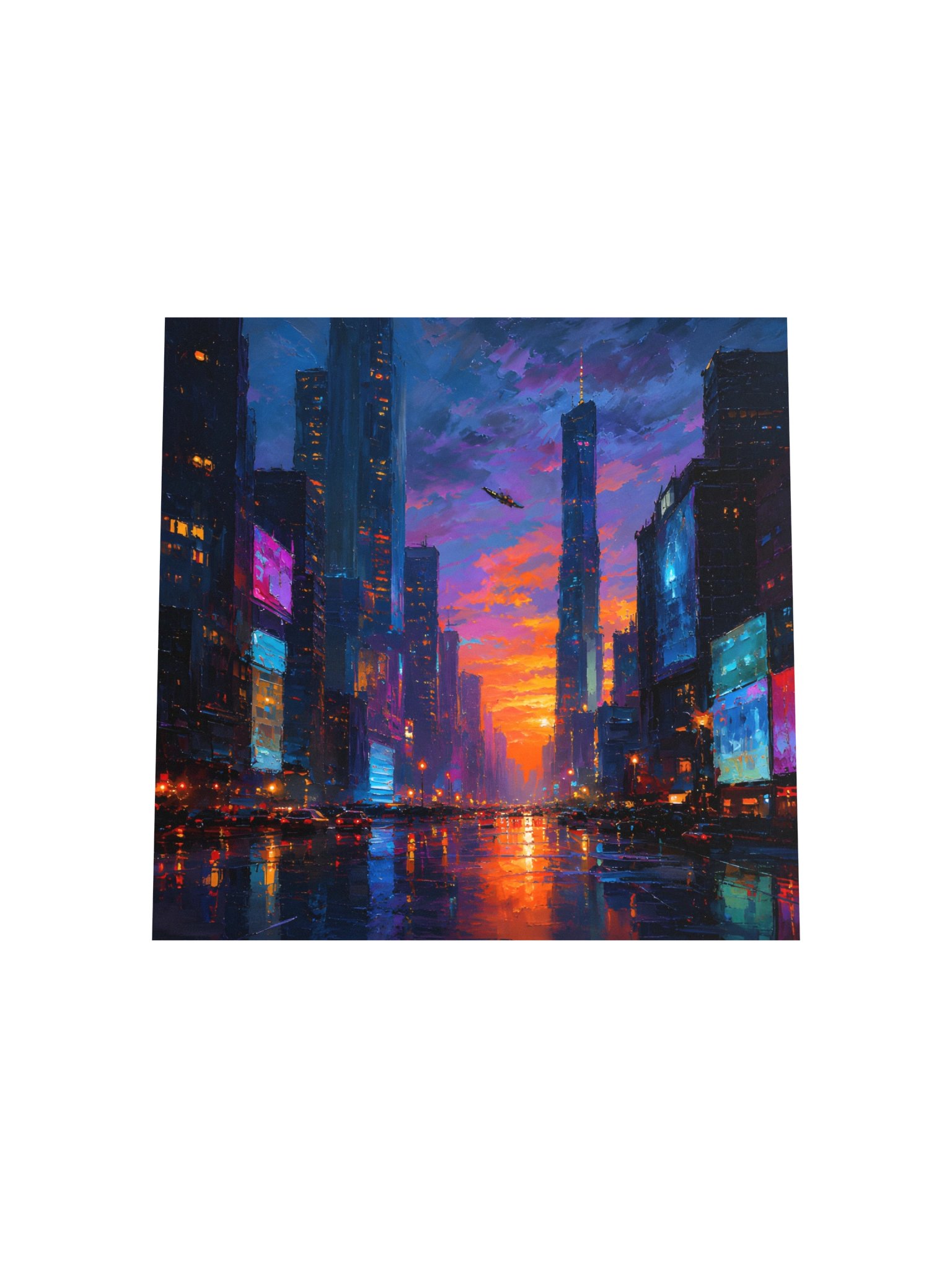Neon Metropolis: Futuristic Cityscape at Dusk - Cyberpunk Wall Art product image (5)