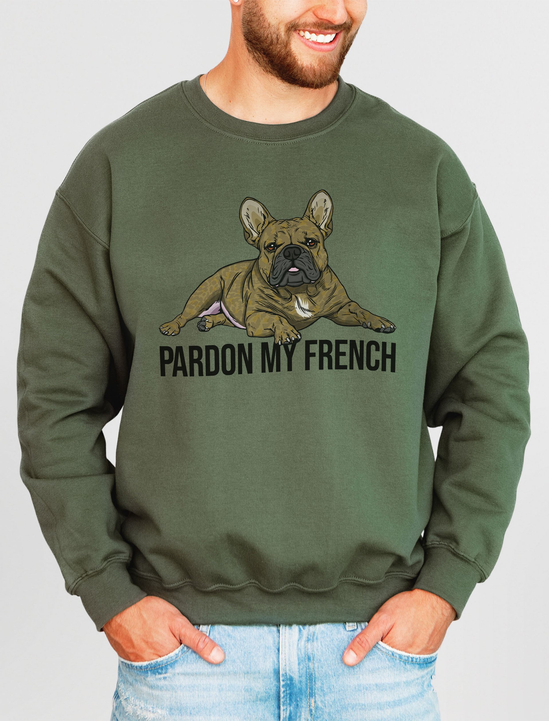 Pardon My French Sweatshirt of a French Bulldog(Brindle) | Funny Shirt for Frenchie Owners product image (2)