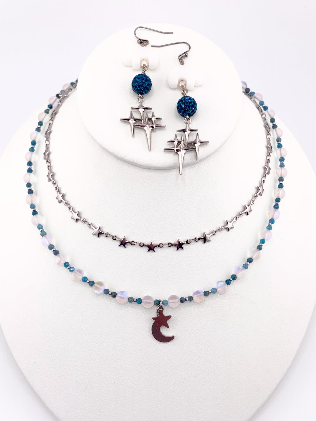 Quartz Polar Bear, Teal Sparkle Earrings product image (2)