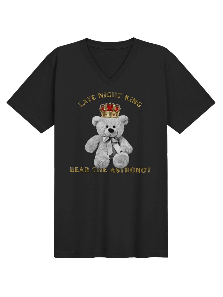 Bear the Astronot Late Night King Teddy V-Neck T-shirt product image (1)