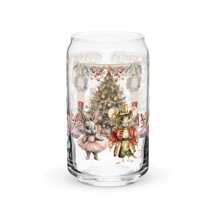 The Enchanted Nutcracker Ballet Glass Can Tumbler | 16oz BPA-Free Sipper with Bamboo Lid & Straw | Ballet-Themed Christmas Drinkware product image (2)