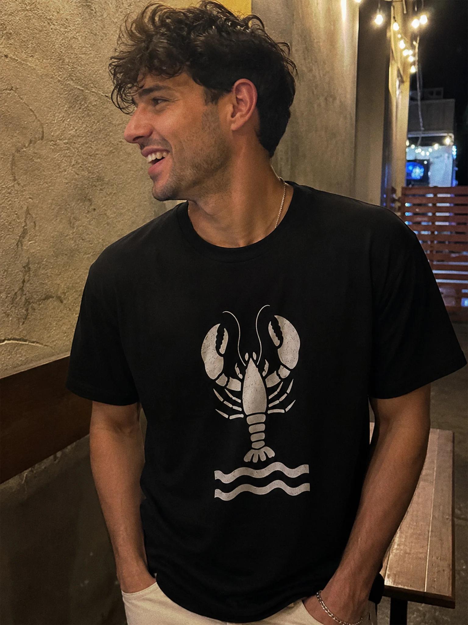 Vintage Lobster Graphic Tee — Retro Nautical Ocean Wave T-Shirt product image (1)