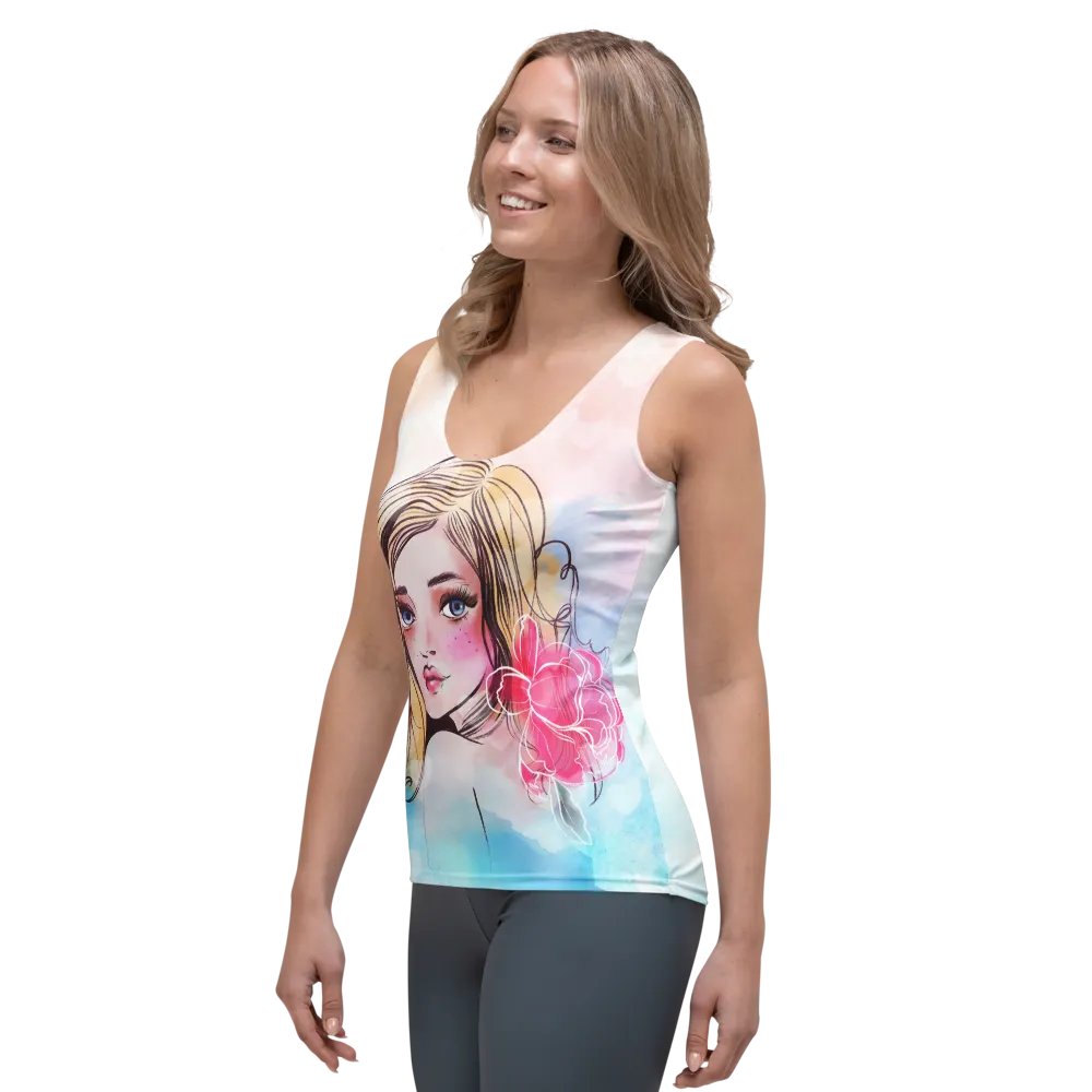 Beautiful Watercolor Girl Women's Tank Top product image (3)