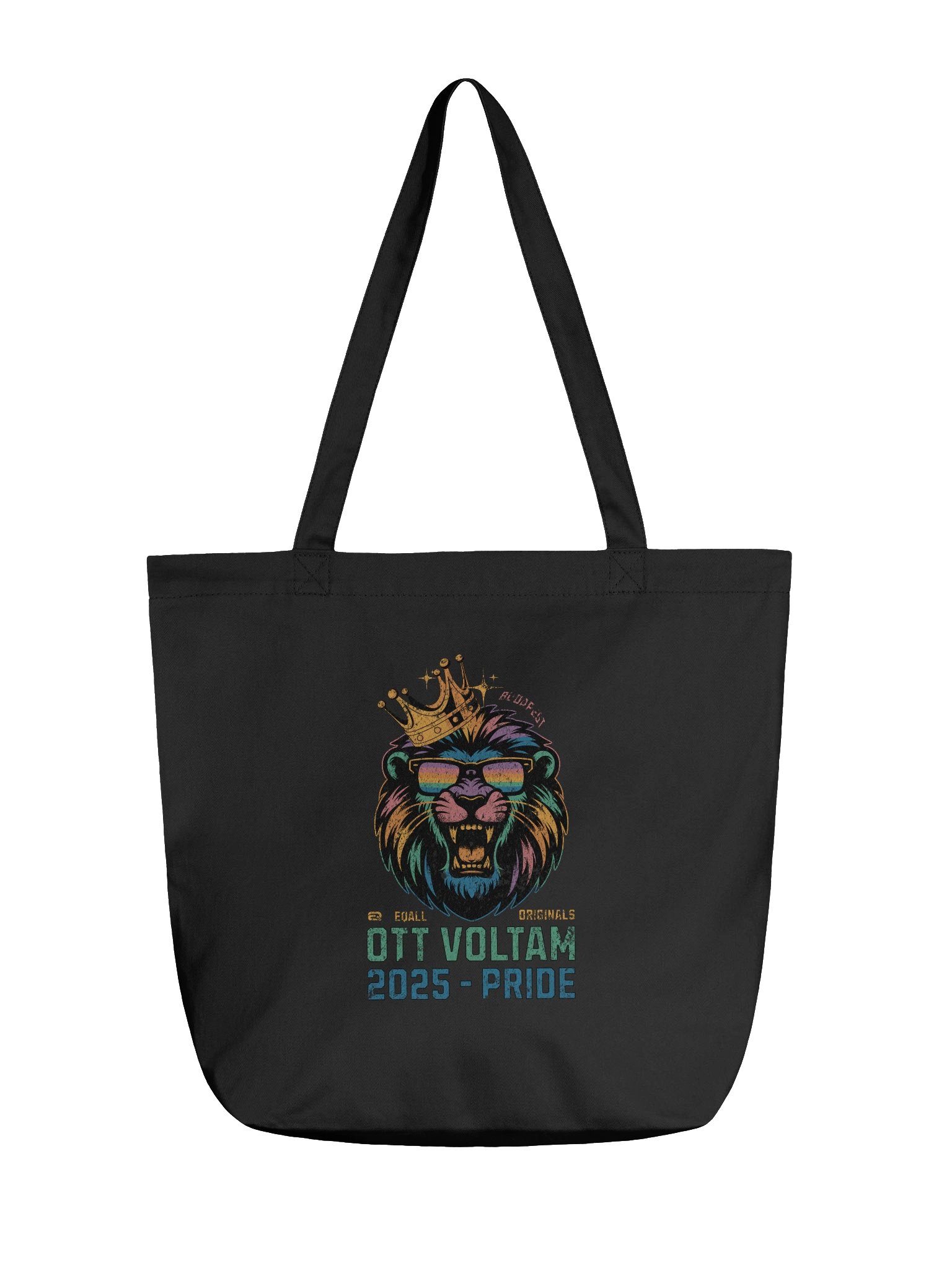 Budapest Pride 2025 Ott Voltam Vintage ECO Tatyó Táska Dizájn_EQALL.hu® Originals_ Fekete / Arany / Türkisz / Kék product image (1)