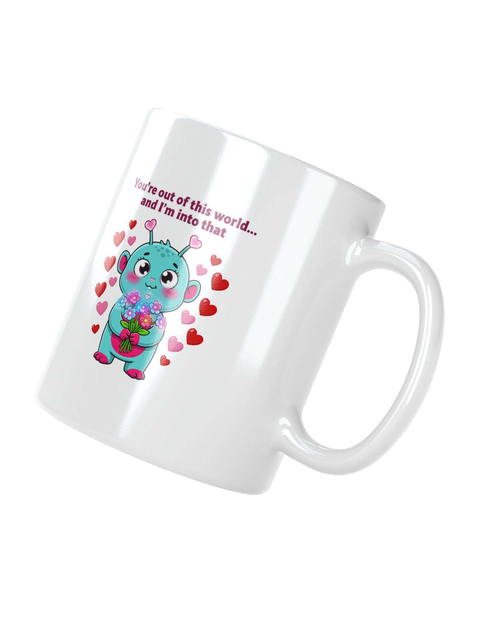 "Out of This World" Cute Alien Valentine's Mug product image (3)