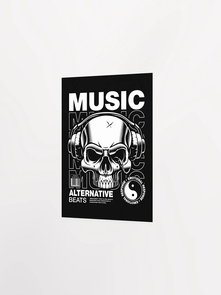 Skull & Headphones Poster: Retro Music-Inspired Art product image (11)