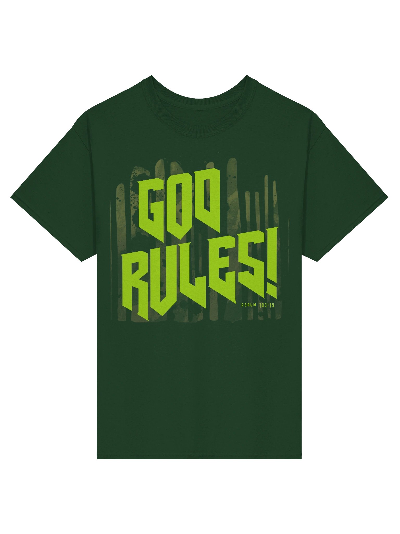 God Rules! Tee, Bold 80's Style Christian Rock T-Shirt Bible Verse Psalm 103:19 Shirt product image (1)