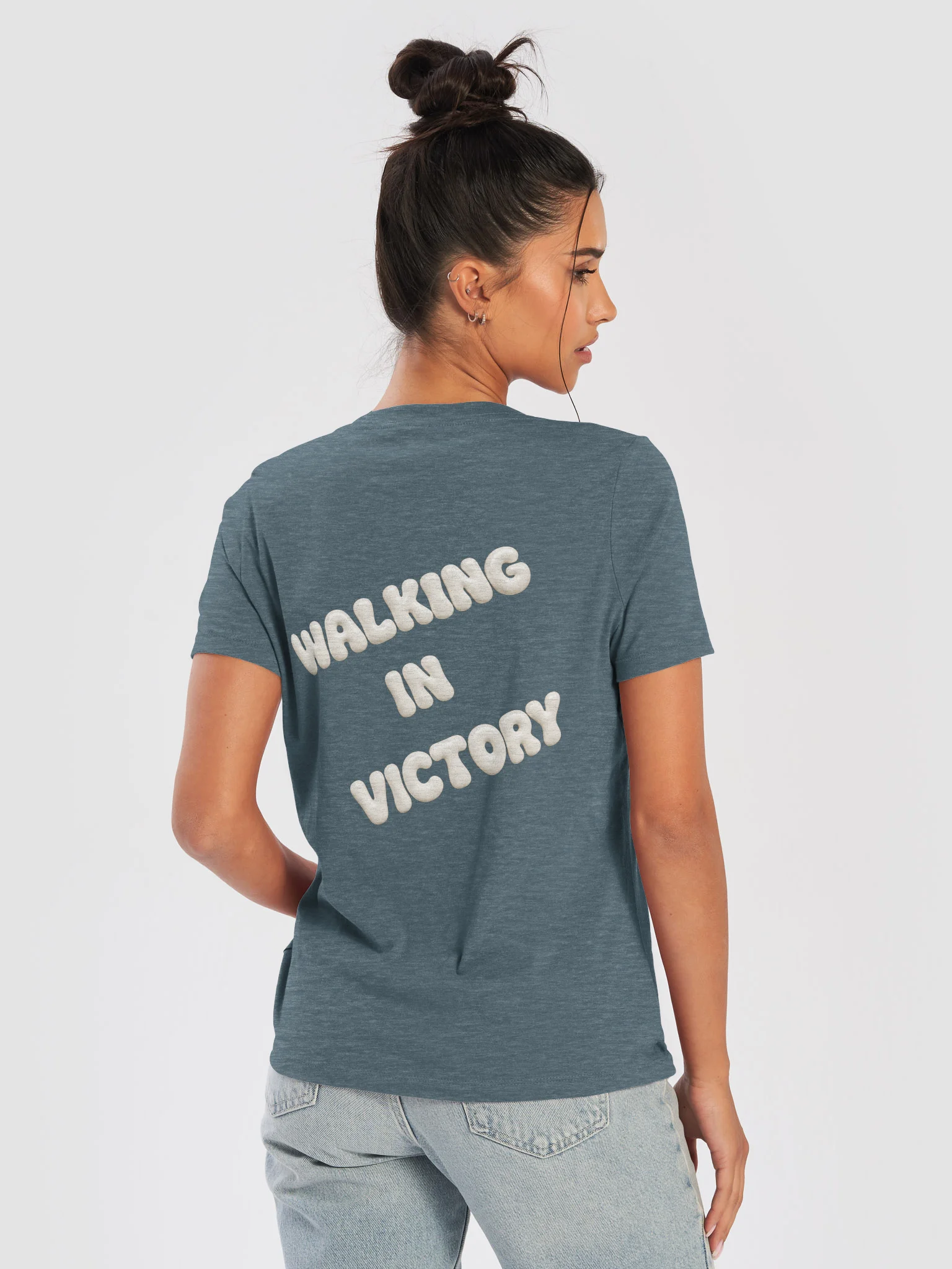 VIP Victory in Prayer Relaxed Walking in Victory Womens V-Neck Tee product image (46)