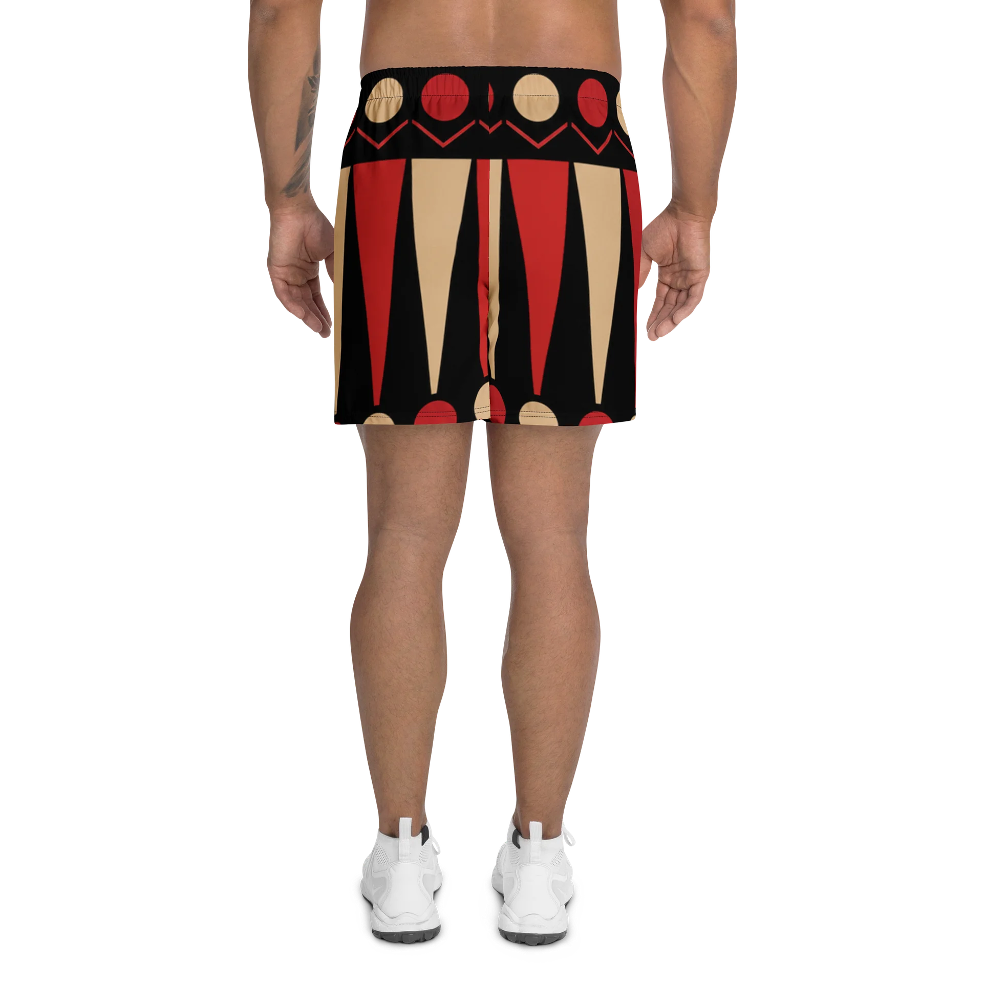 Retro Black Red Pattern Athletic Shorts product image (4)