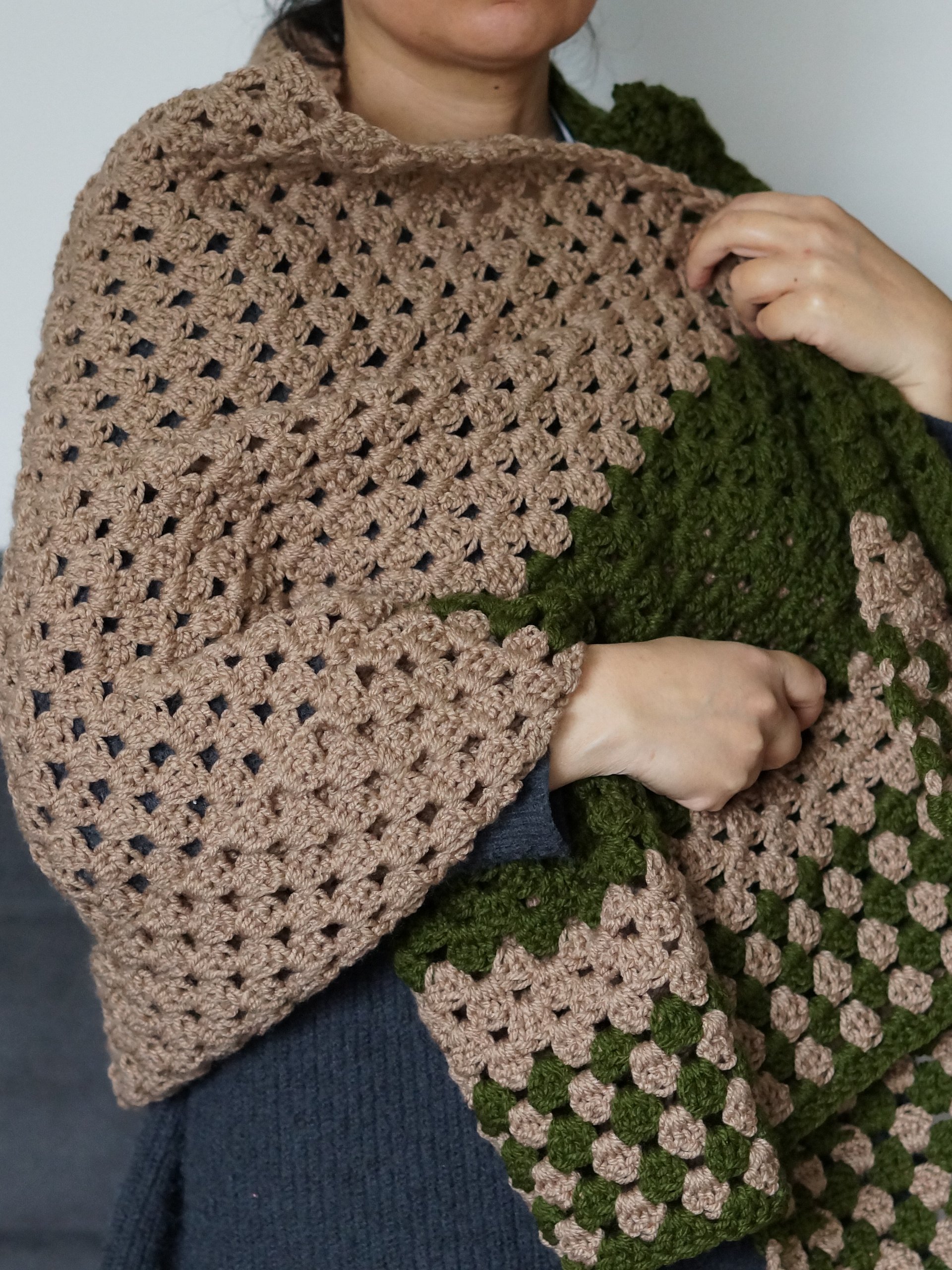 Granny stripes rectangular shawl pdf pattern product image (1)