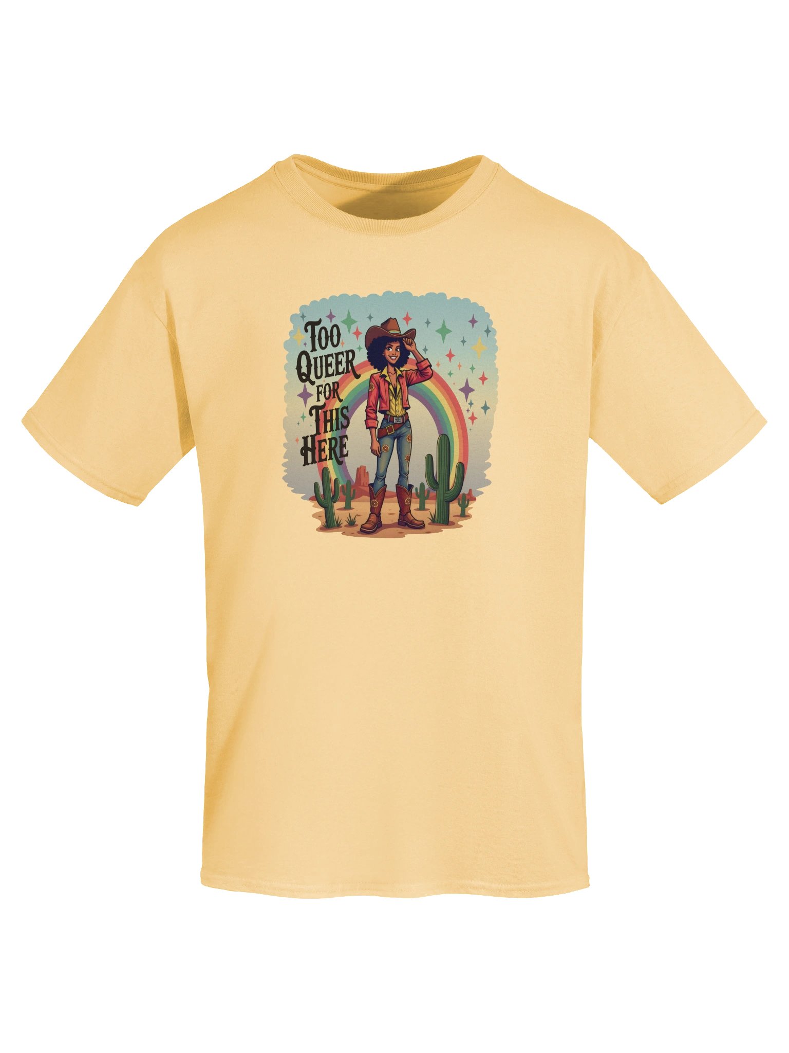 Cowgirl Too Queer For This Here Light Version Unisex Heavyweight Graphic T-Shirt product image (1)