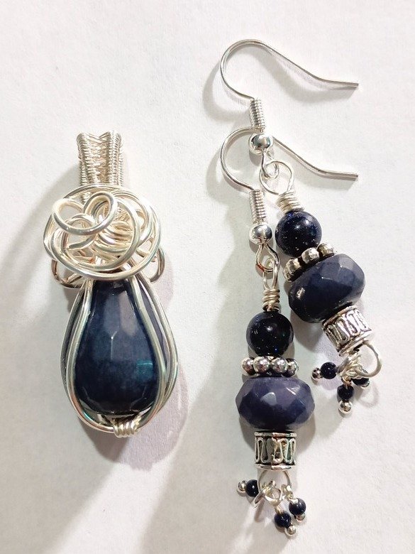 Artisan Sugilite Set | Silver-Toned Pendant & Earrings | Night’s Plutonian Shore product image (1)
