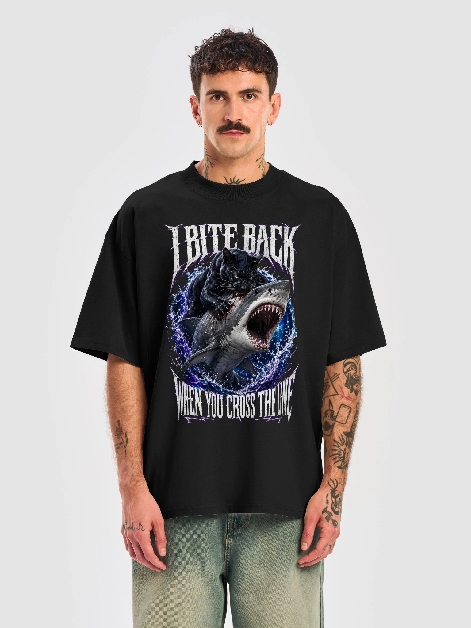 T-Shirt Unisex Oversize Coton Bio Poids Lourd – DON'T CROSS THE LINE product image (5)