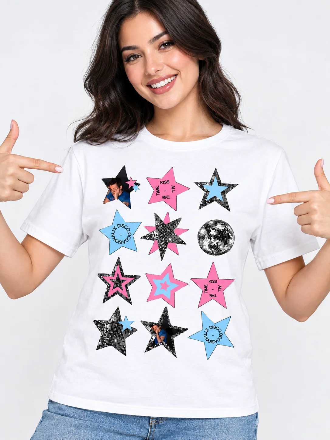 Harry Styles Stars Disco Grid T-Shirt | As It Was Aesthetic Fan Shirt product image (1)