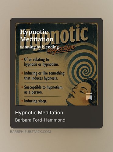 My latest Substack:
Hypnotic meditation stills the conscious mind, opening the door to the subconscious and with the hypnotic...