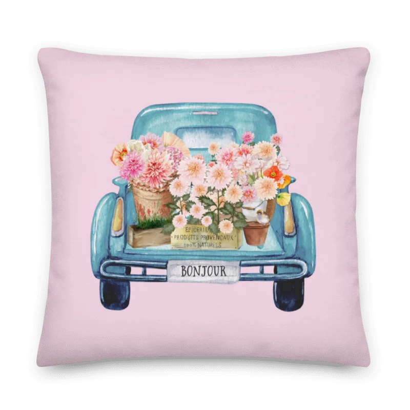 COTTAGE SUMMER FRESH PINK DAHIA TRUCK PILLOW product image (1)