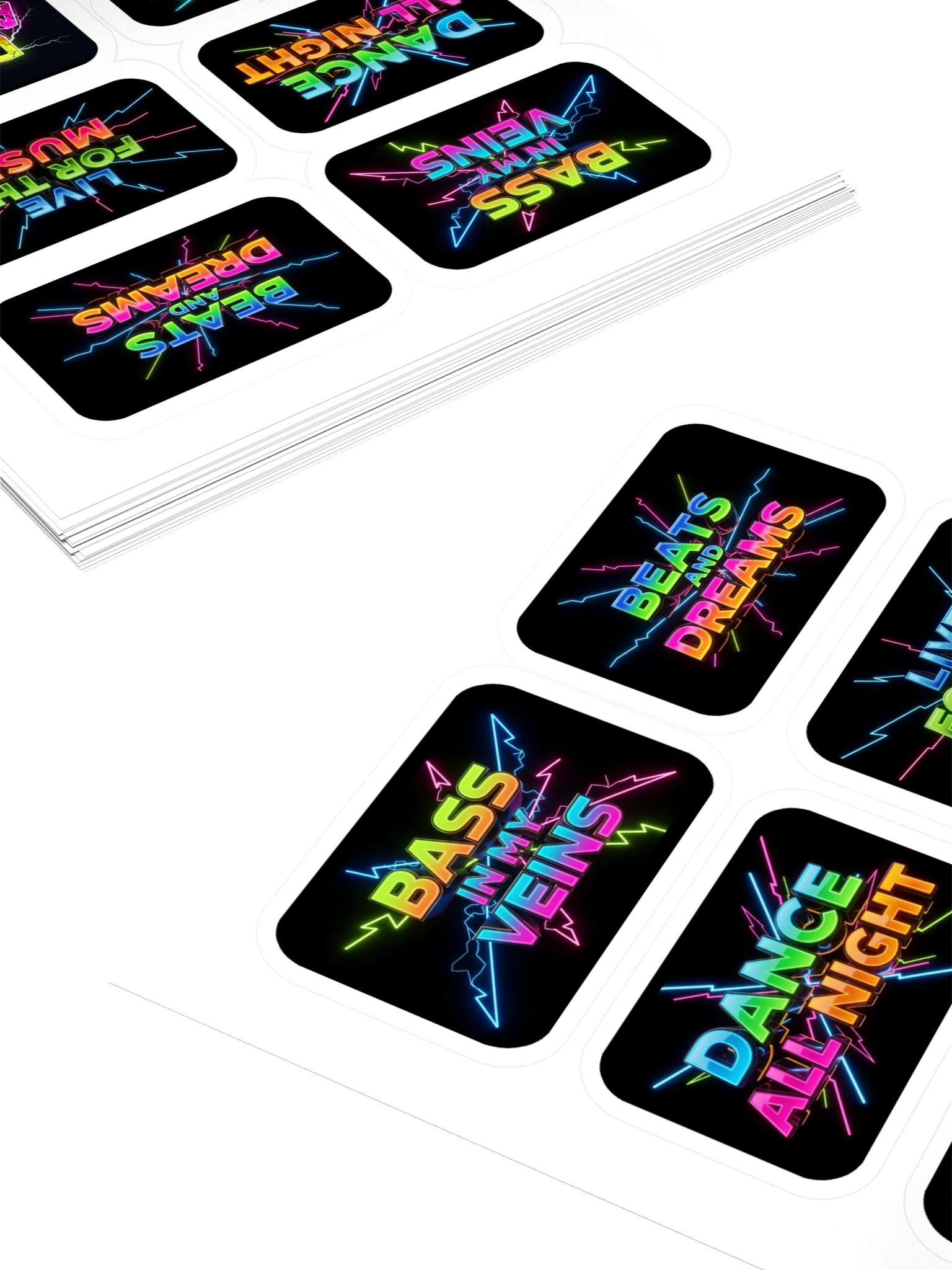 Neon Music Vibes Kiss Cut Black Stickers Set product image (4)