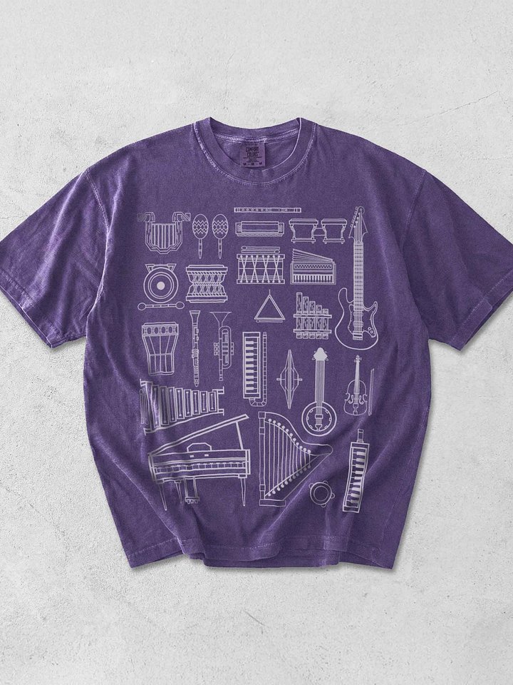 Vintage Musical Instruments Shirt – Retro Music Graphic Tee with Classic Instrument Illustrations product image (1)