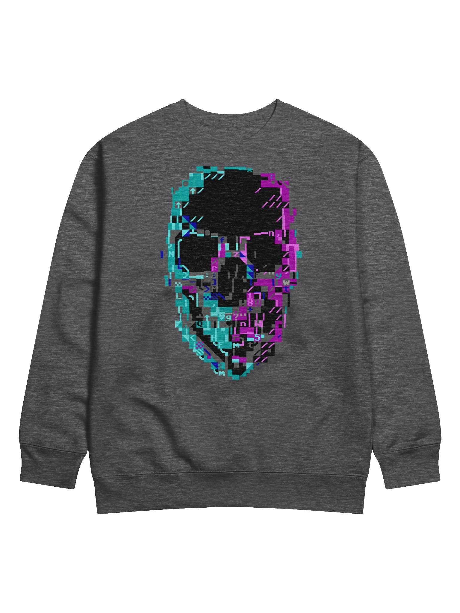 Cyberpunk ASCII Glitch Skull Sweater product image (1)