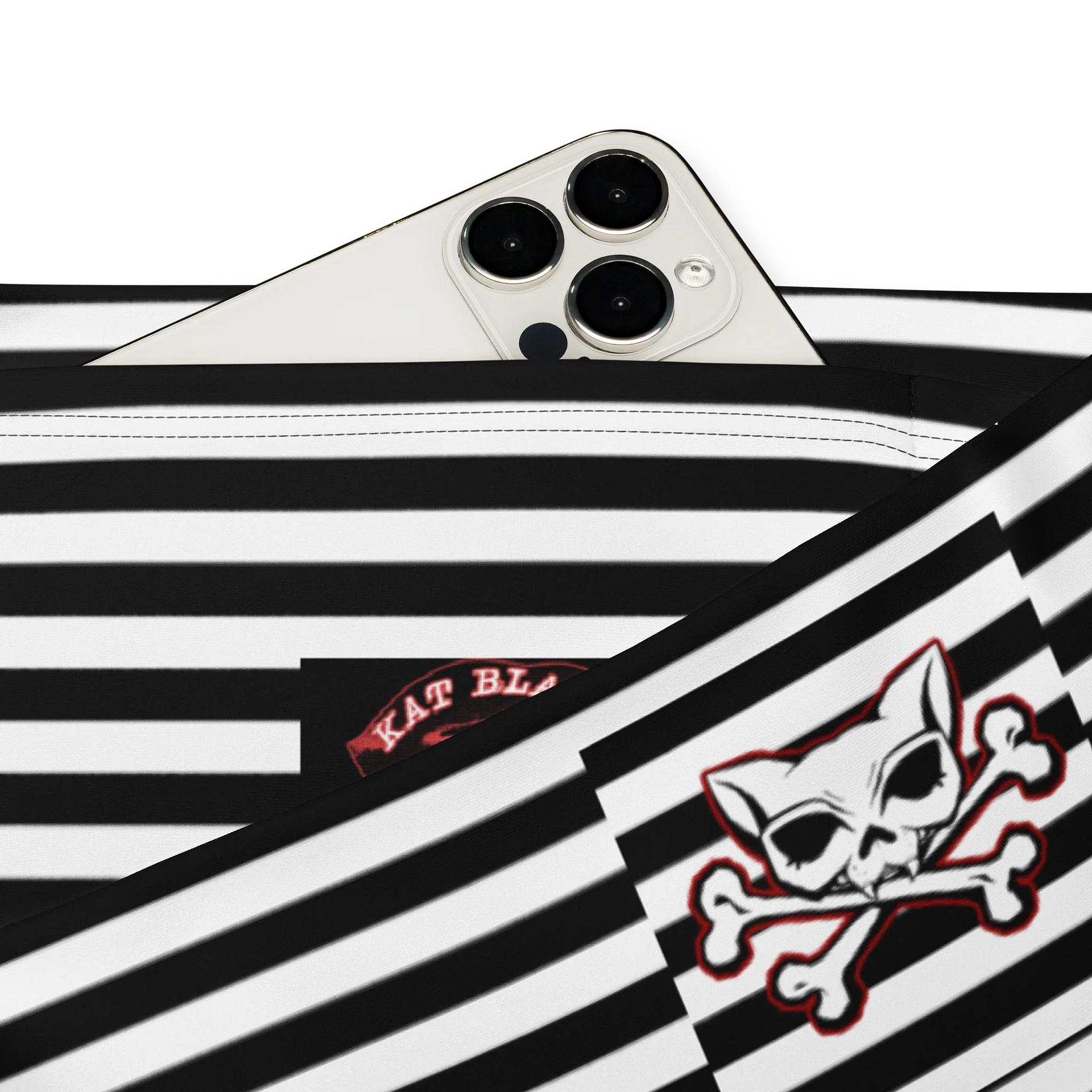 White and Blaque Stripped Kat Skull Flares product image (3)