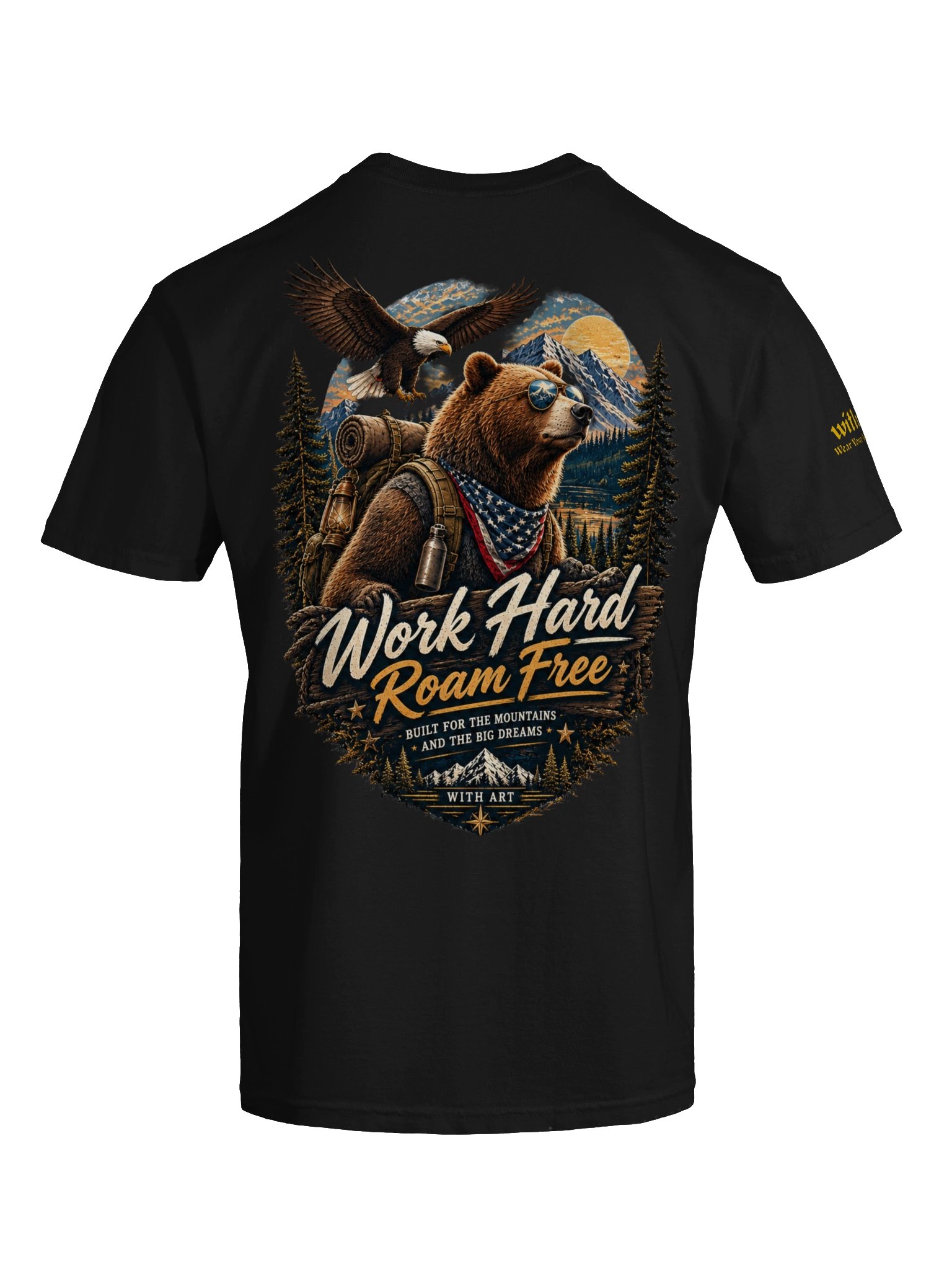 Work Hard Roam Free Bear T-Shirt – Vintage Mountain Americana Tee product image (3)