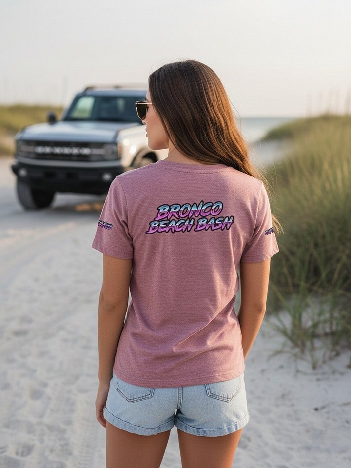 2026 Bronco Beach Bash OBX / Destination Bigfoot Bronco Collab V-Neck Bella+Canvas Supersoft T-Shirt (Multiple Colors Available) product image (2)