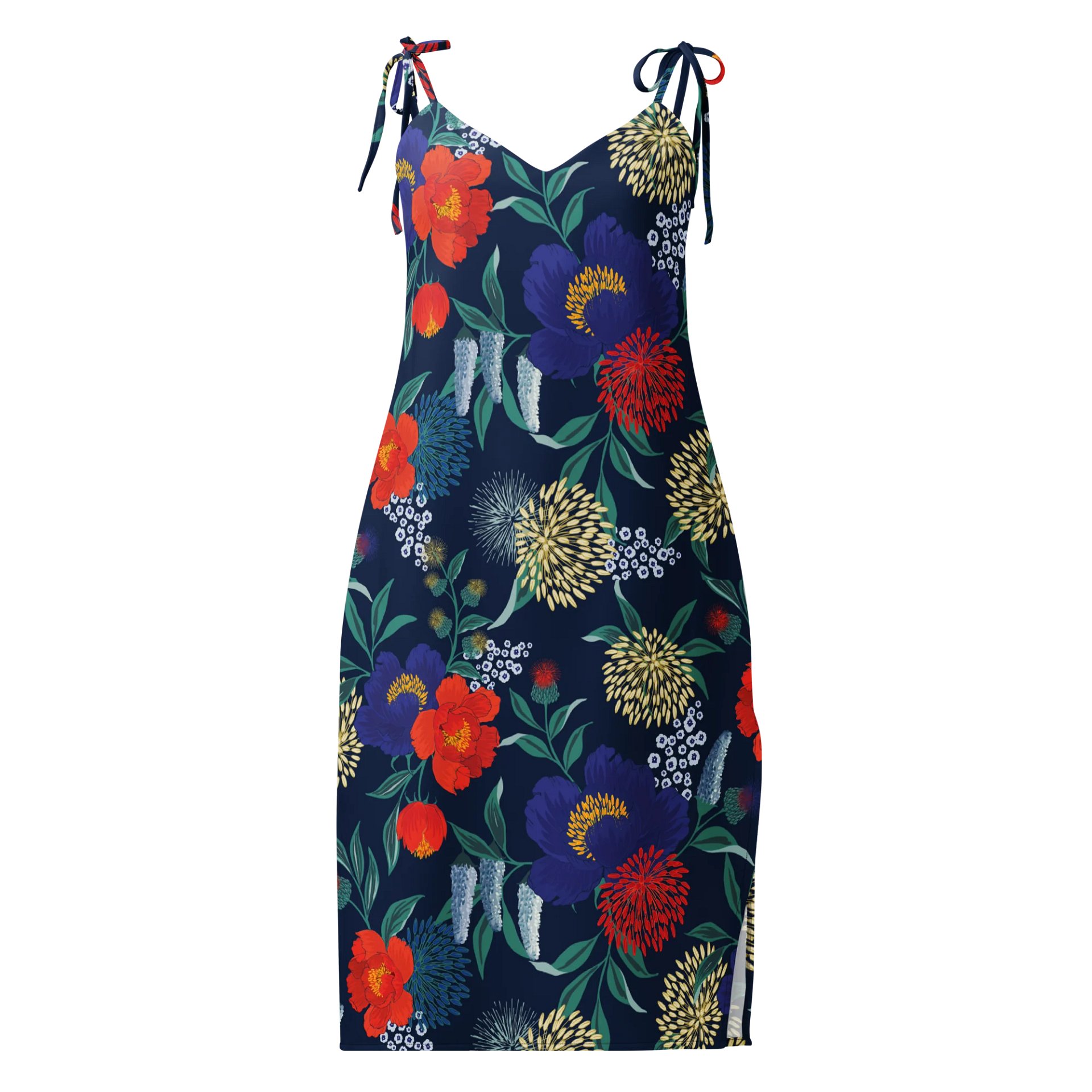 Midnight Garden Chiffon Midi Dress | Navy Blue Floral product image (1)
